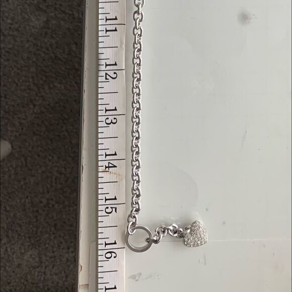 Crystal Heart Pendant on Silver Toggle Chain - Picture 3 of 4